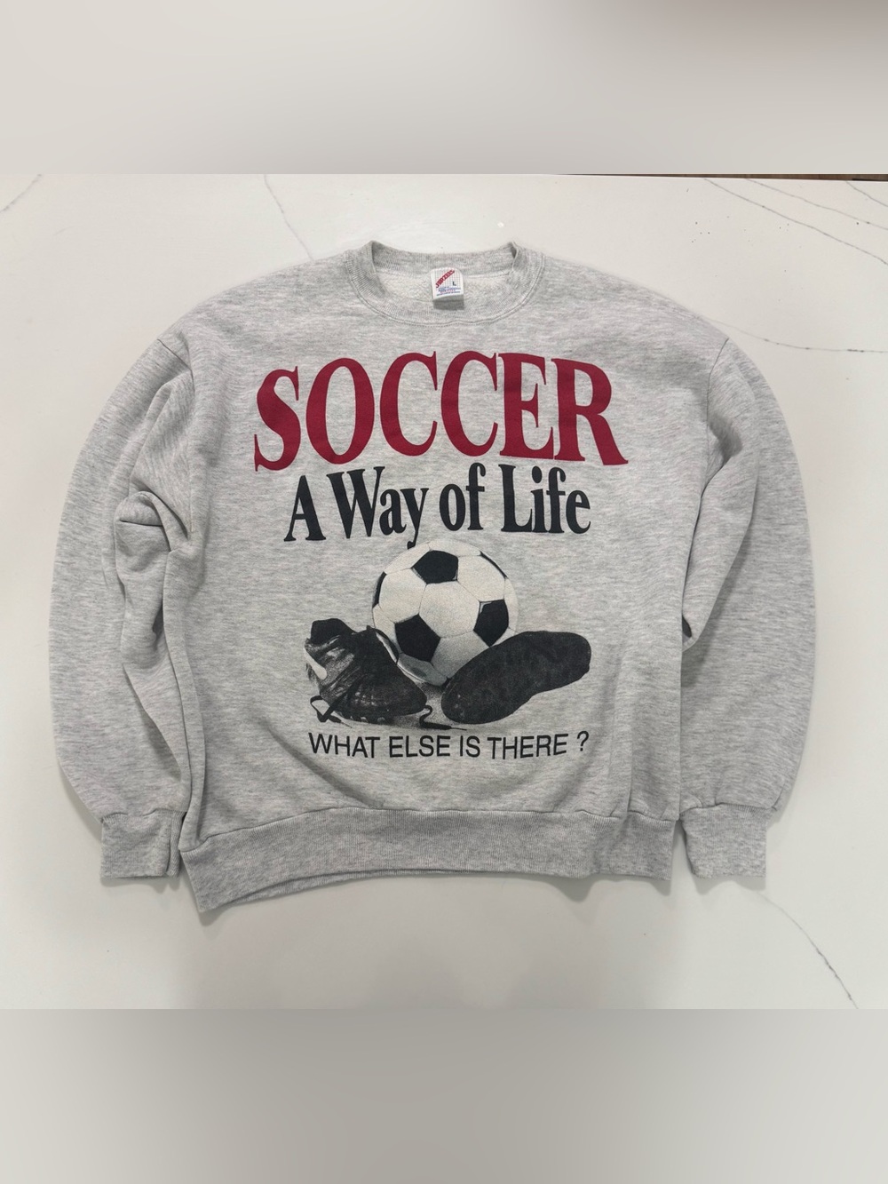 Vintage 90s Soccer A Way of Life Sweatshirt Jerzees USA Large Life Sports